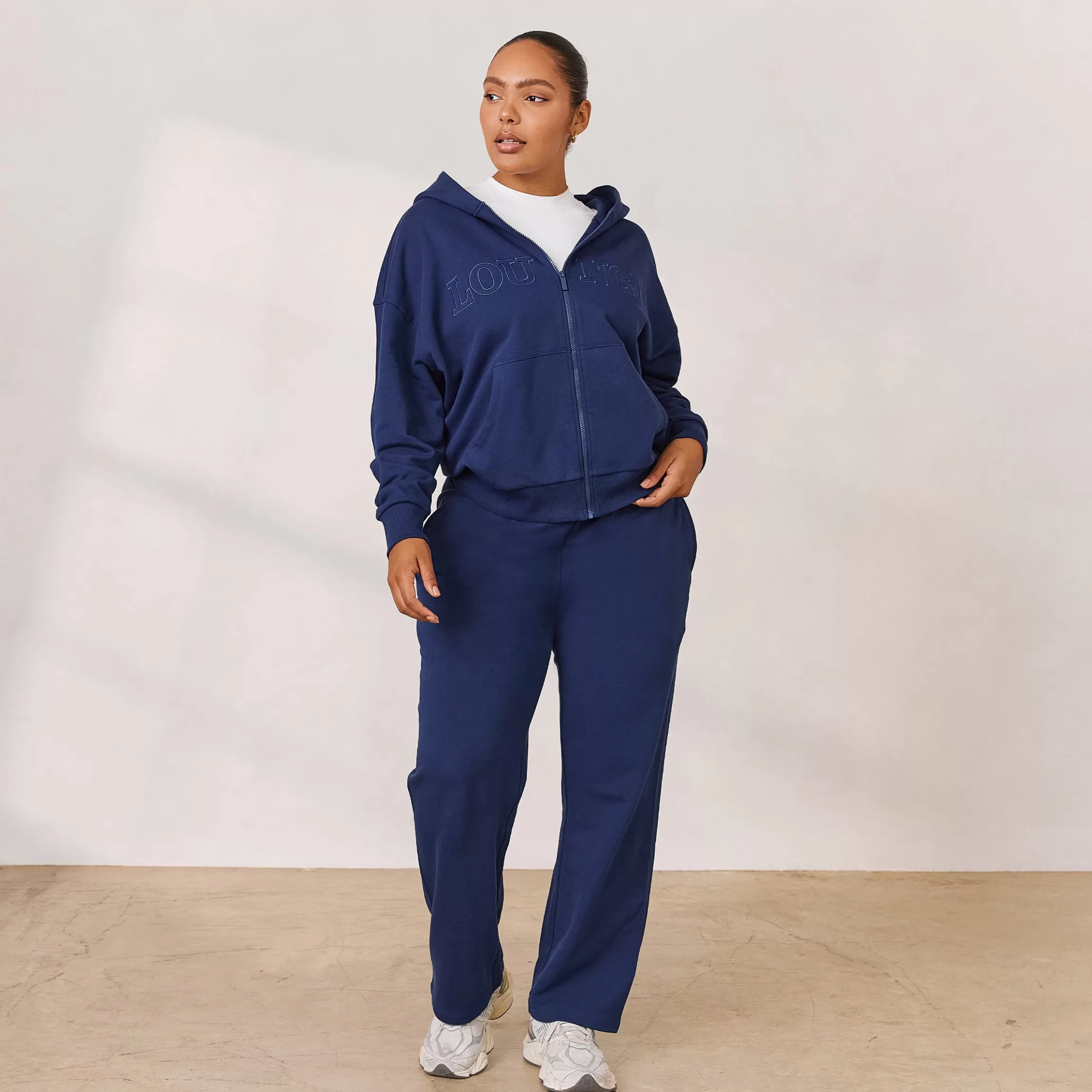 Lounge Varsity Hoodie met Rits - Marineblauw Shop