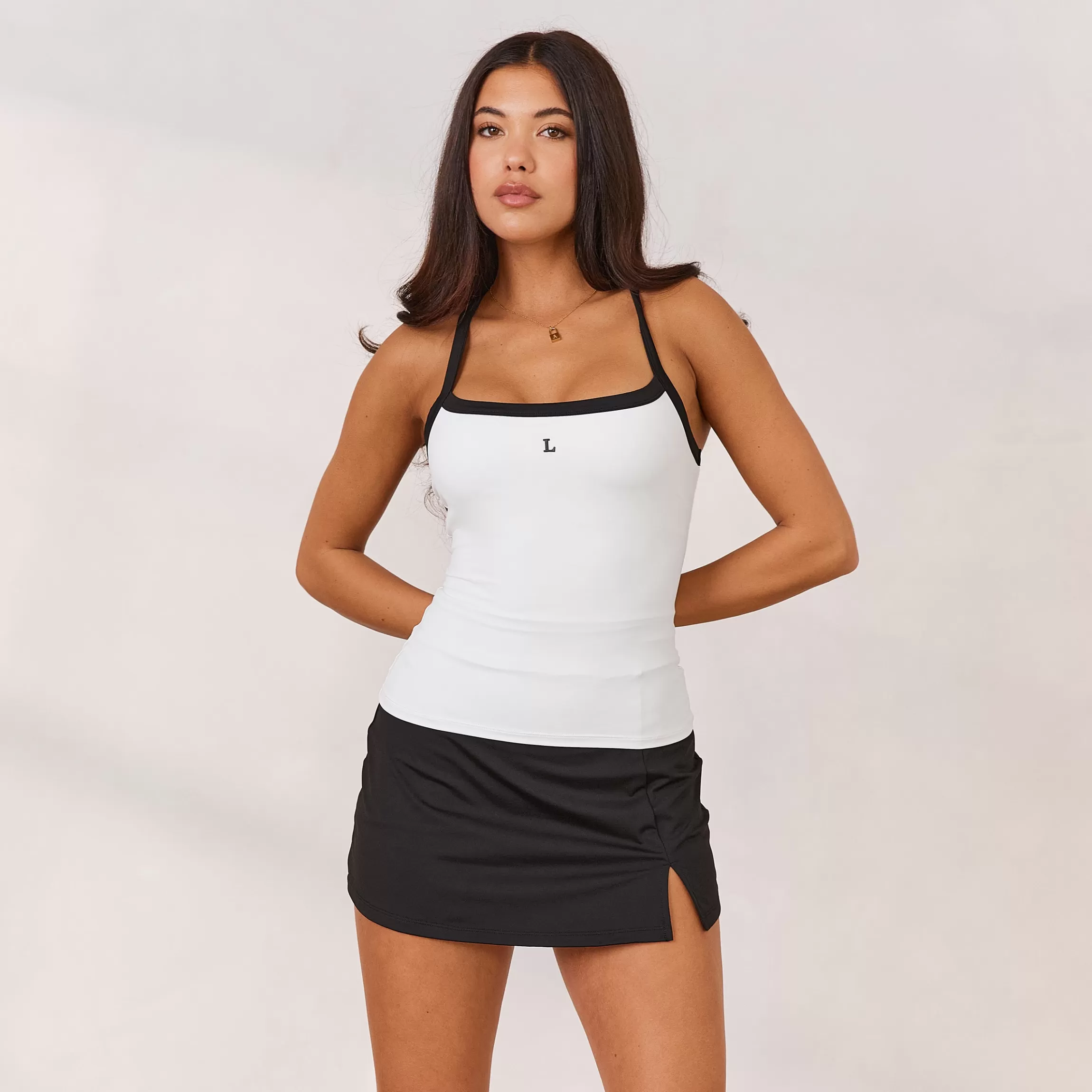 Lounge Varsity Racerback Cami Top - Wit Clearance