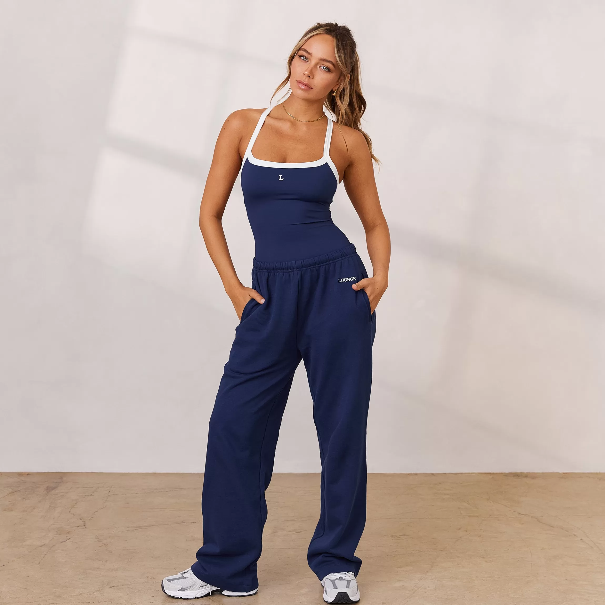 Lounge Varsity Rechte Joggingbroek - Marineblauw New