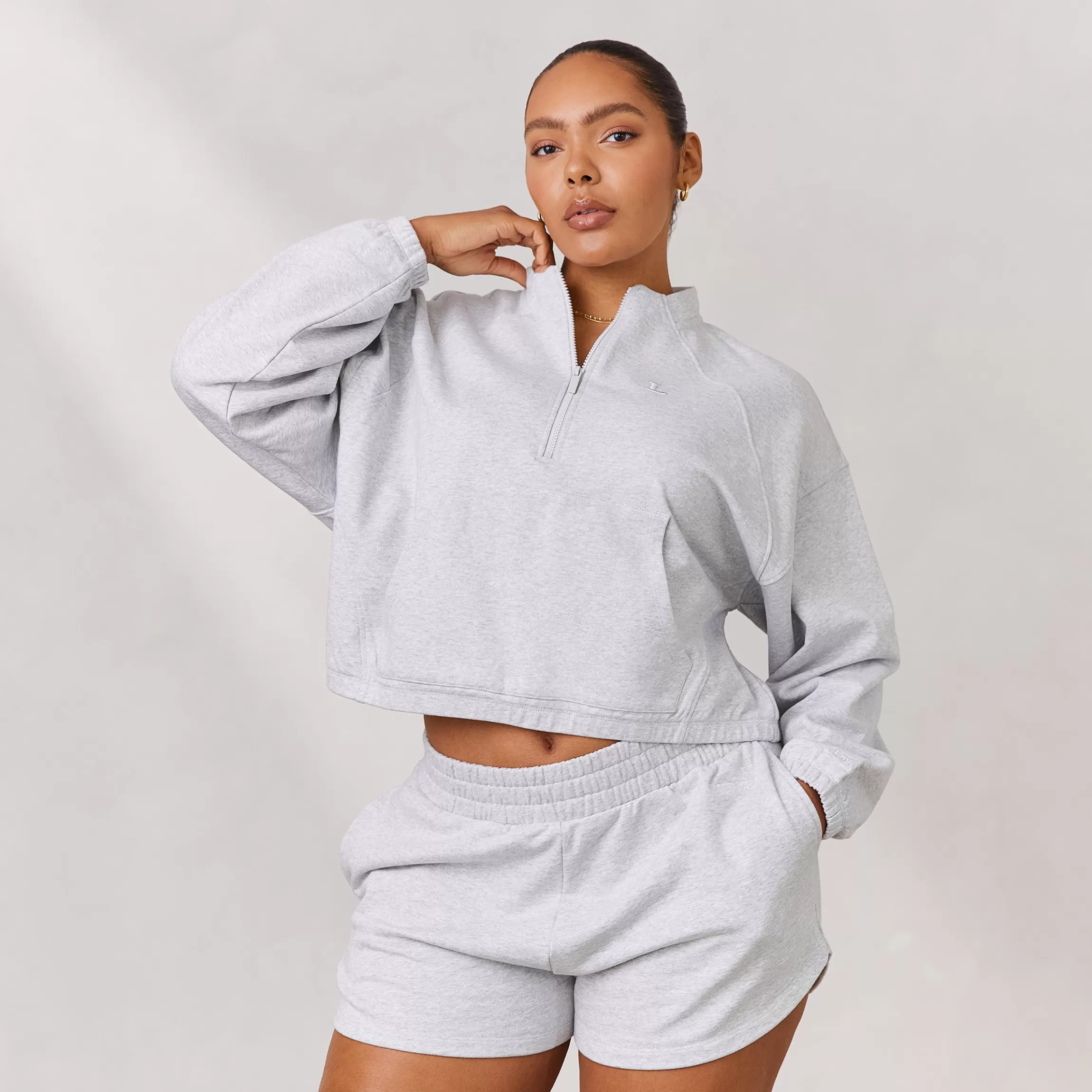 Lounge Varsity Trui met Kwart Rits - Vorstkleurig Outlet