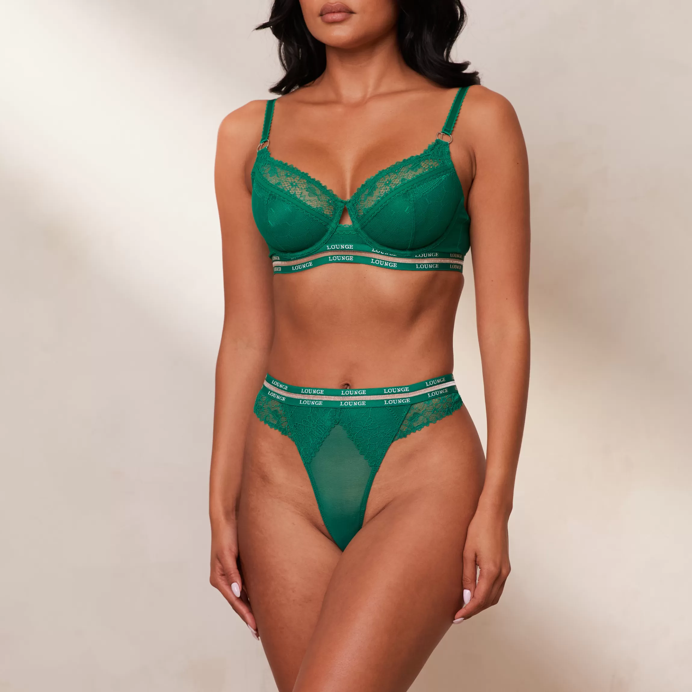 Lounge Vogue Balcony BH & String/Slip Set - Emerald Cheap